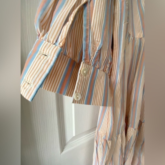 NWT Mango “Gabriela” Striped 100% Cotton Puff Sleeve Dress Size 6 - Picture 14 of 15